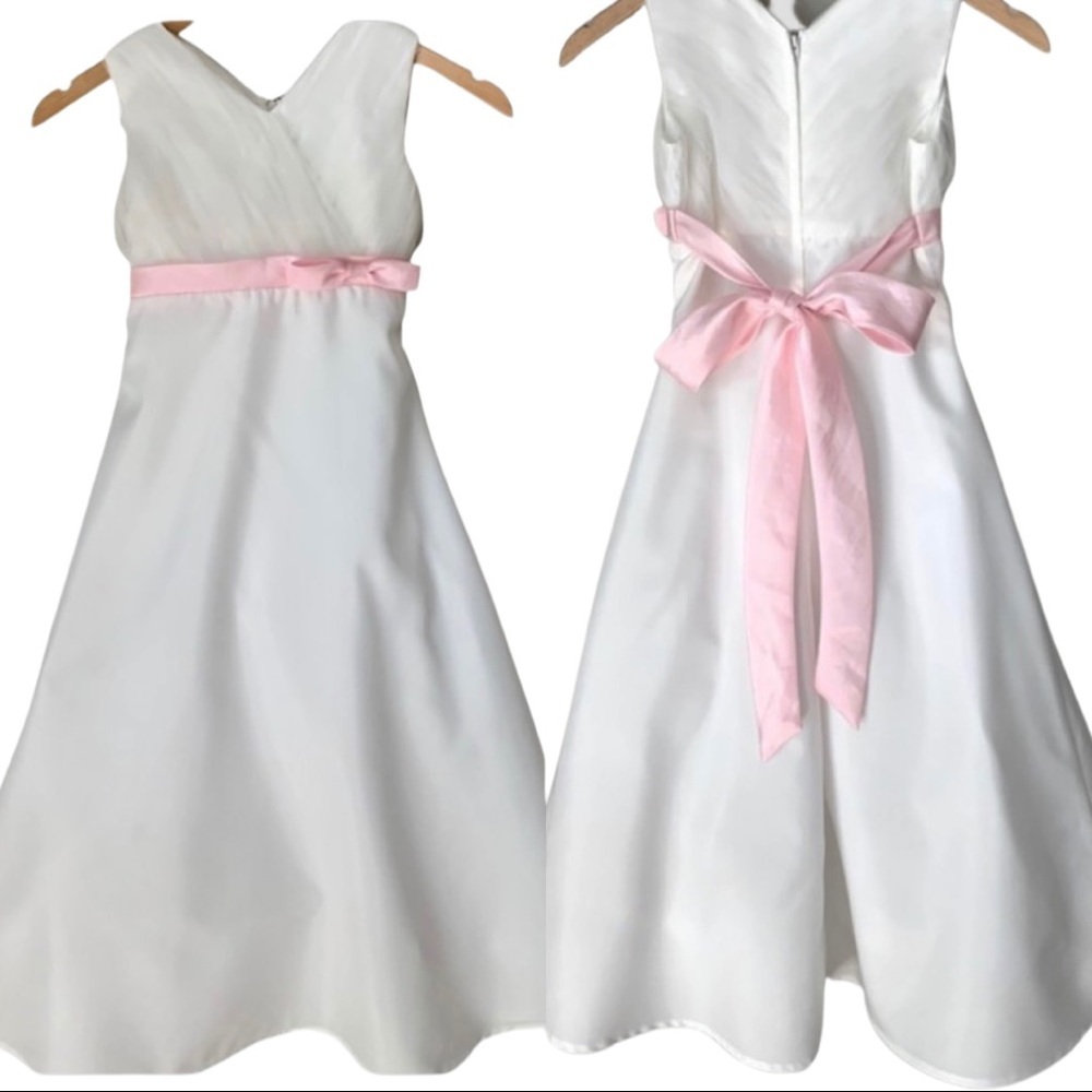 JOAN CALABRESE for Mon Ceri Flower Girl Wedding Dress White Formal Fancy Party